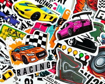 50pcs Racing Stickers, Waterproof Formula Car Stickers, Helmet Decals, Motorcycle Stickers, Racing Stickers for Bike, Helmet, Water Bottle
