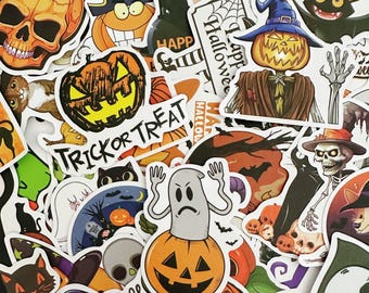 50pcs Halloween Sticker, Halloween Sticker Set for Book Laptop Kindle, Pumpkin Ghost Stickers Pack, Waterproof Stickers, Vinyl Stickers