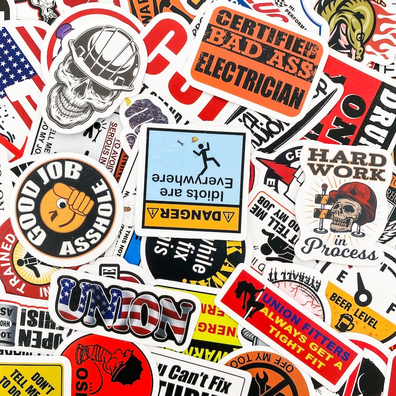 100pcs Hard Hat Sticker Pack, Work Funny Stickers, Waterproof Stickers, Toolbox and Equipment Stickers, Safety Helmet Stickers image 7