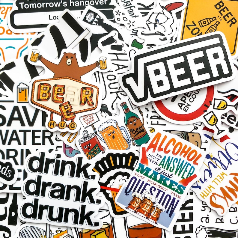 50pcs Beer Stickers, Humorous Drink Stickers, Bar Stickers, Water ...