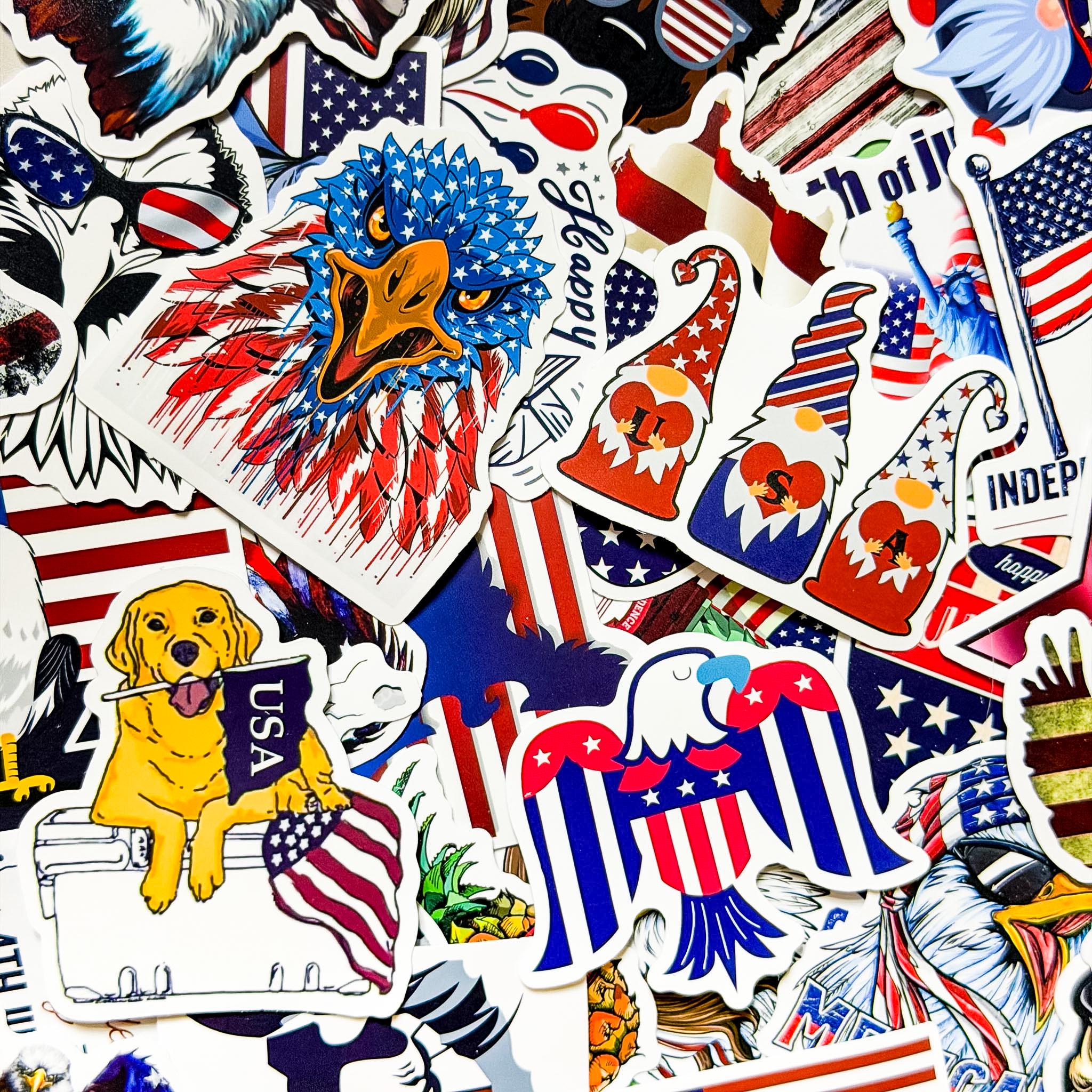 100PCS USA Independence Day Stickers Pack, Patriotic American Flag ...