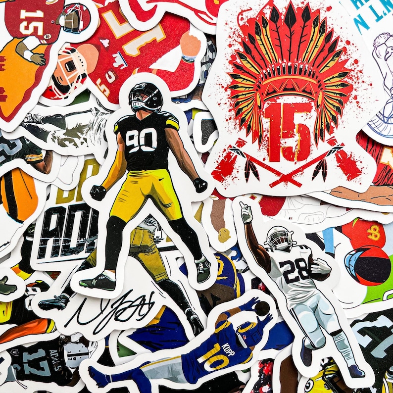 Nfl Hat Sticker 50pcs Sports Stickers, Vinyl Stickers for Helmets, Funny Football ...