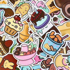100pcs Kawaii Food Stickers, Colorful Food Sticker Pack, Cake and Ice Cream Stickers for Kids, Water Bottle Stickers for Children