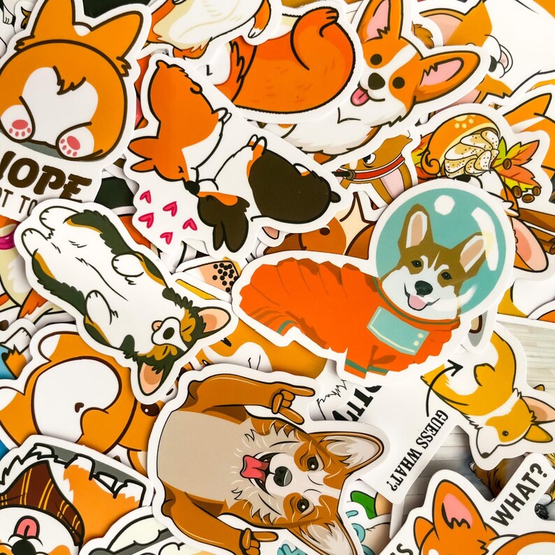 Science Corgi Sticker 50pcs Kawaii Corgi Stickers, Adorable Waterproof Corgi Puppy Stickers ...