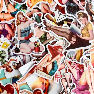 100 Stück Pin-Up Art Aufkleber, Retro-Vinyl-Aufkleber, wasserdichte dekorative Aufkleber, Vintage-inspirierte Aufkleber für Journaling und Scrapbooking