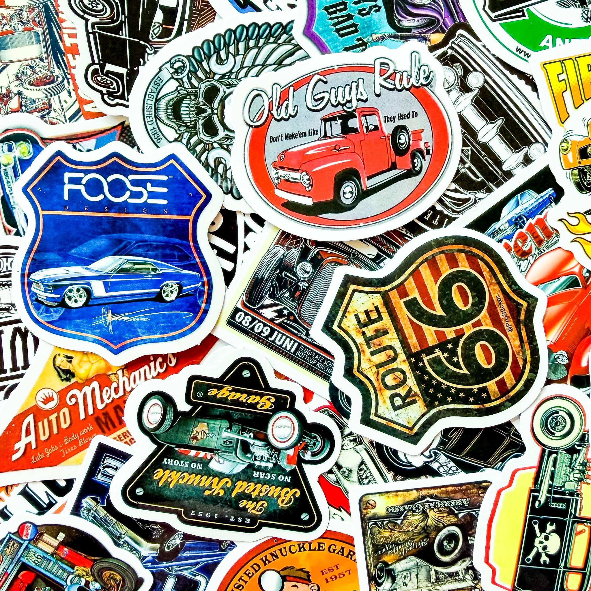 50PCS Vintage Hot Rod Car Stickers Pack, Classic Modified Car Collage ...
