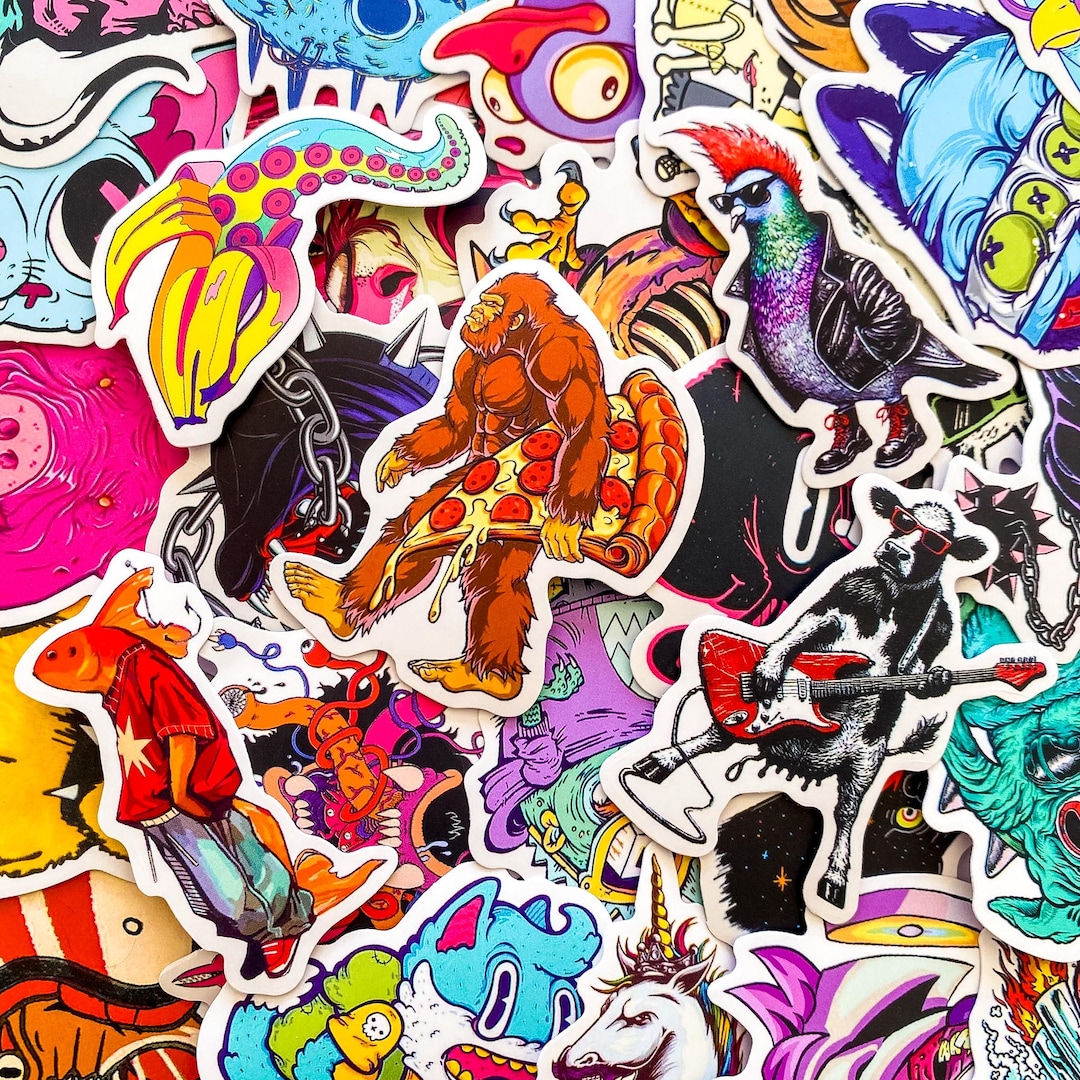 50PCS Weird Animal Stickers Pack, Creepy Cute Graffiti Sticker, Bizarre ...