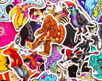 50PCS Weird Animal Stickers Pack, Creepy Cute Graffiti Sticker, Bizarre Creature Stickers, Edgy Cartoon Beast Stickers for Laptop, Scrapbook