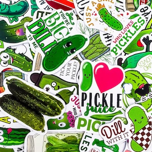 100 peças de adesivos de picles fofos, designs engraçados de picles, adesivos à prova d'água, adesivos kawaii, adesivos engraçados para garrafas de água de picles