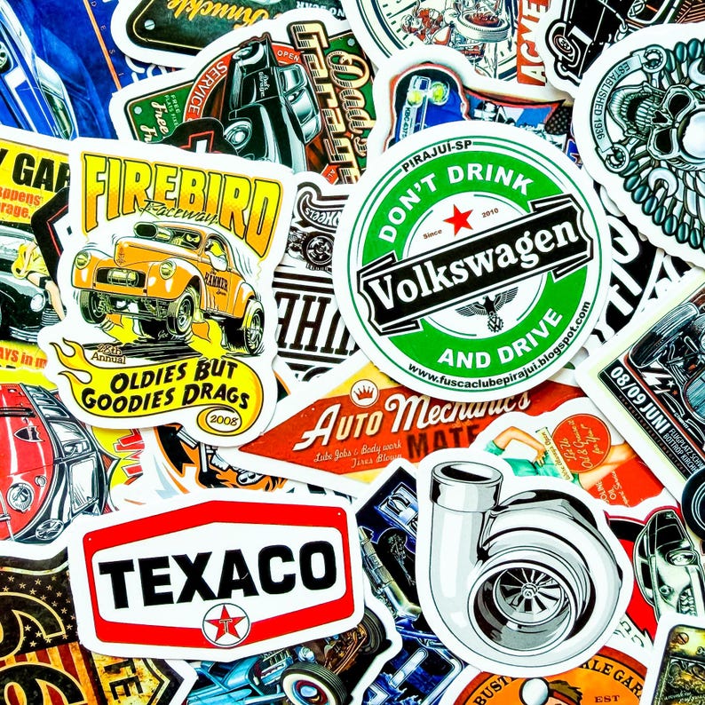 50PCS Vintage Hot Rod Car Stickers Pack, Classic Modified Car Collage ...