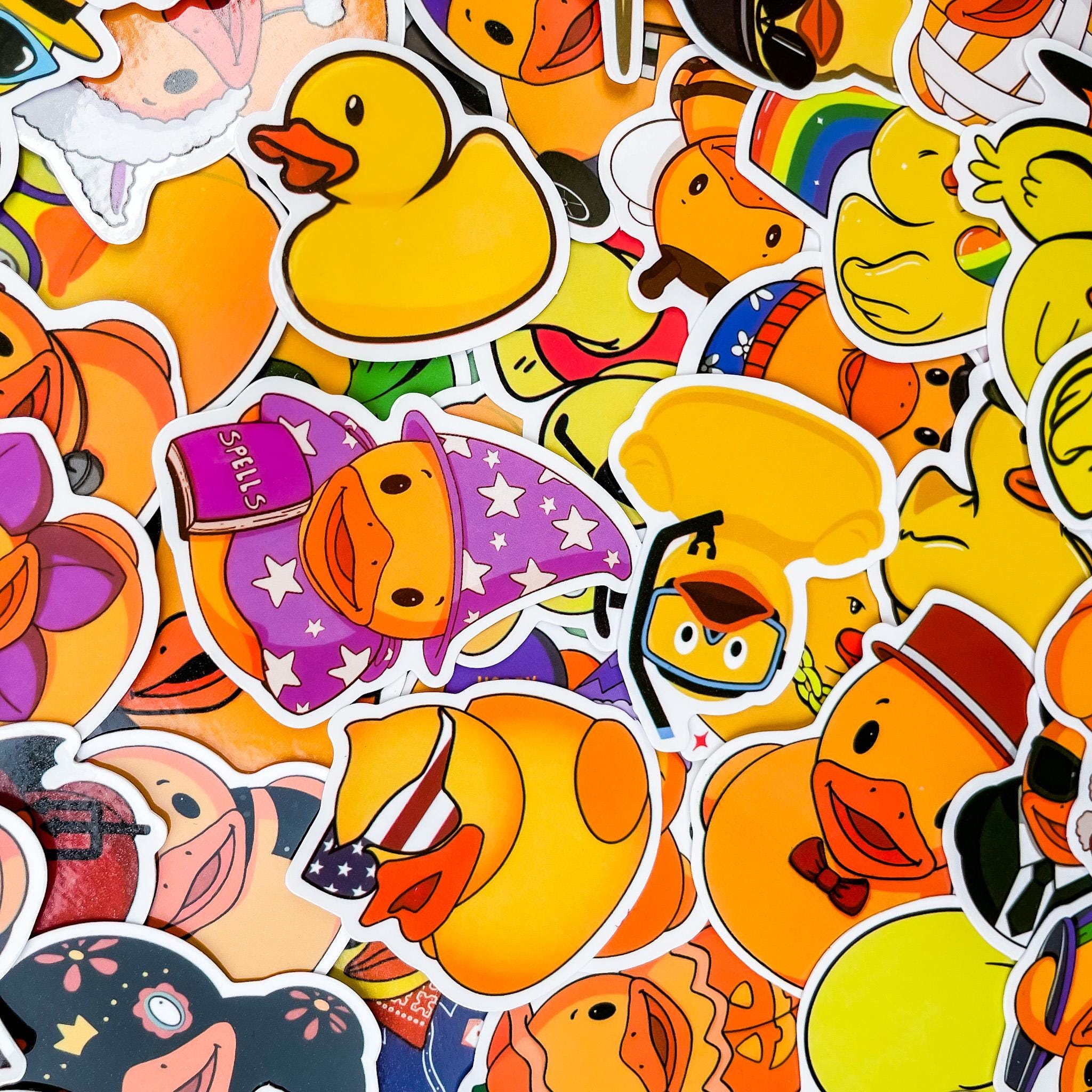 50pcs Waterproof Rubber Duck Sticker Pack, Funny Cute Duck Stickers for ...