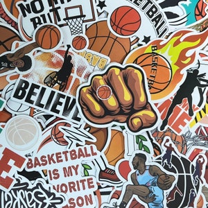 100 Stück Basketball-Aufkleber, Basketball-Aufkleber-Set für Flaschenauto-Bücher, Wandtattoos, Sportaufkleber für Klassenteam oder Sportaktivität