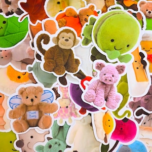 Lot de 100 autocollants en peluche végétariens et animaux - Adorables autocollants personnages pour ordinateur portable Kindle, autocollants pour journal de poupée mignonne