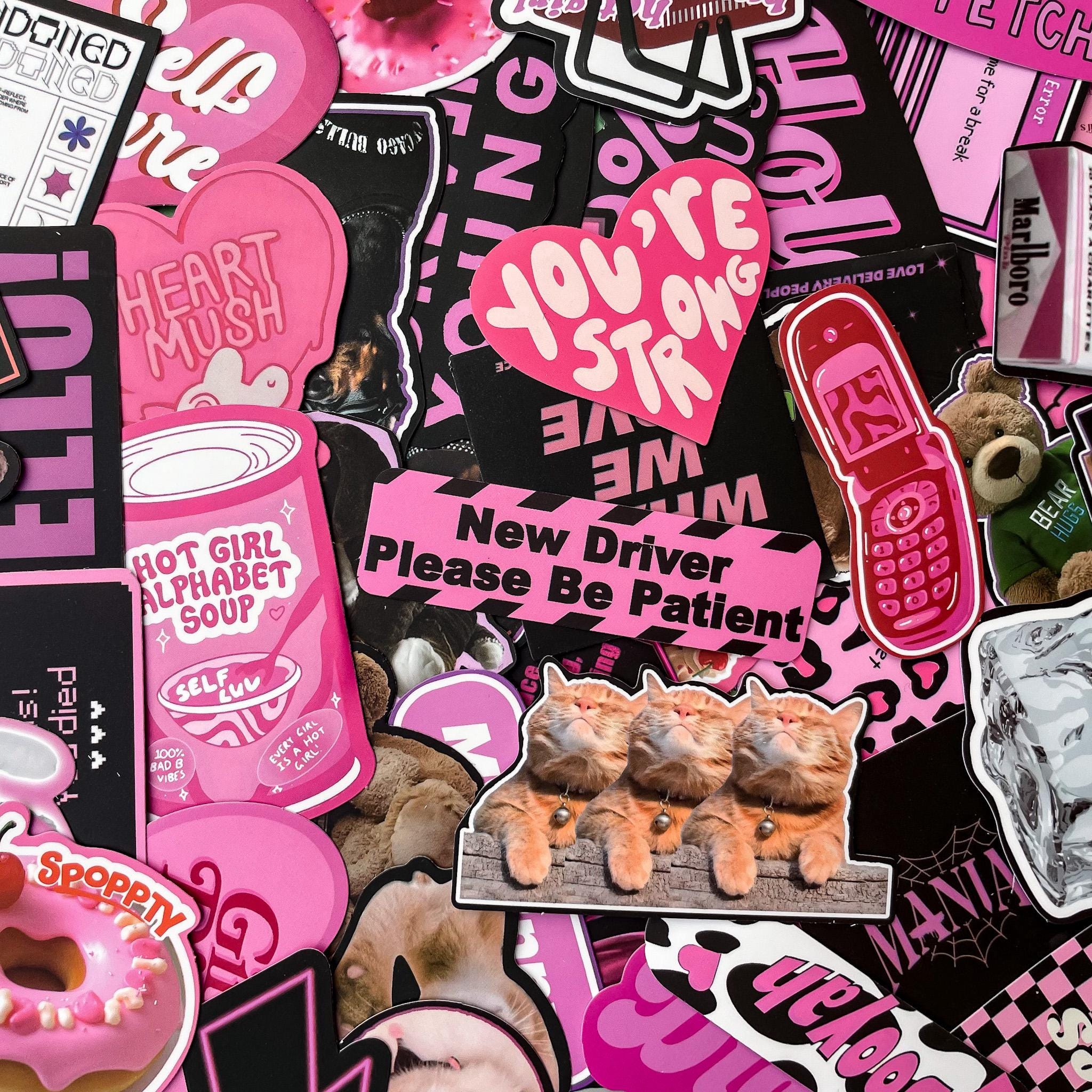 50pcs Y2K Pink Aesthetic Stickers Pack, Cute Girly Stickers, Vintage ...