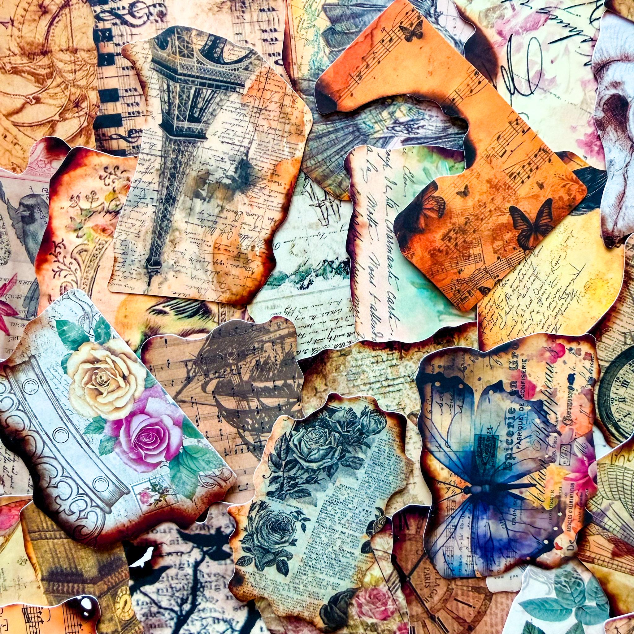 50PCS Burnt Edge Stickers Pack, Vintage Ephemera Collage Stickers ...