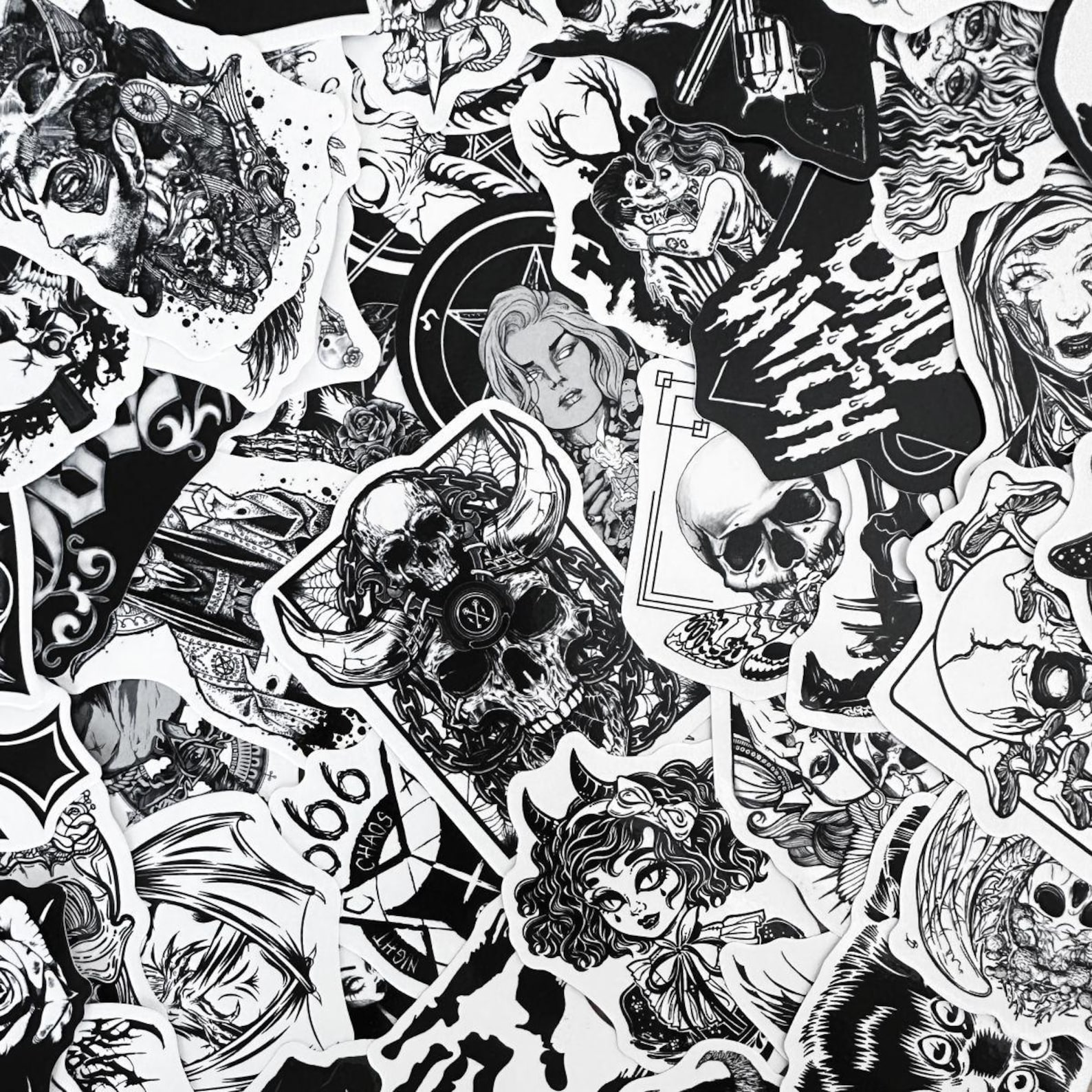 50pcs Skull Sticker Pack, Gothic Sticker Set for Books Bottle Laptop ...