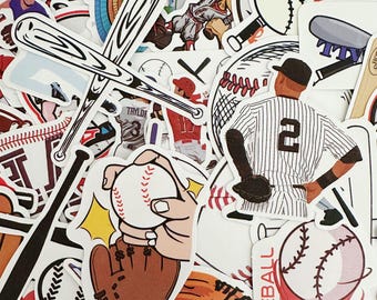 50pcs Baseball Stickers Pack, Baseball Sticker Set for Bottle Laptop Books, Sport Stickers for Class Team or Baseball Match