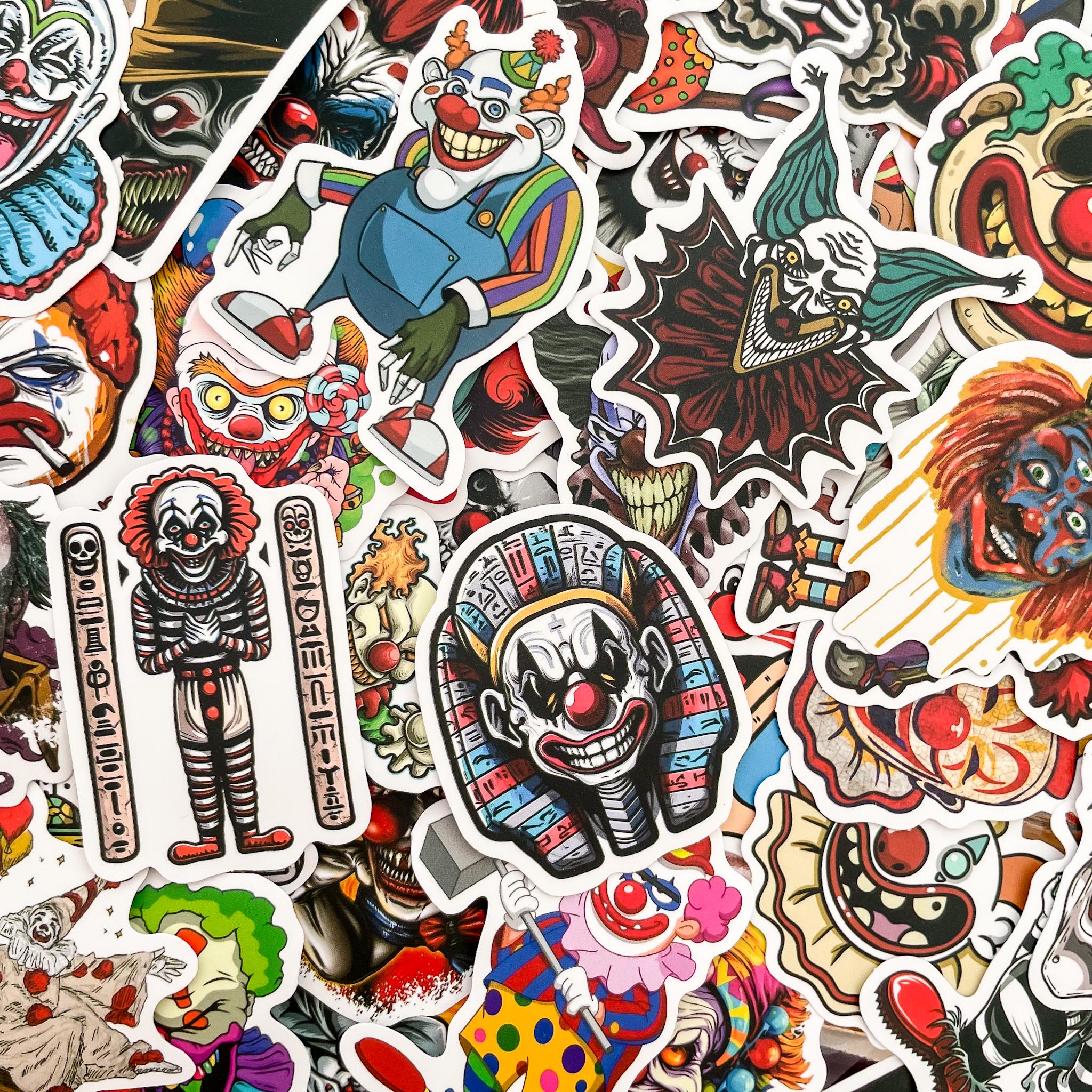Scare Sticker 50pcs Clown Horror Stickers, Scary Vinyl Decals, Gothic Creepy Sticker ...