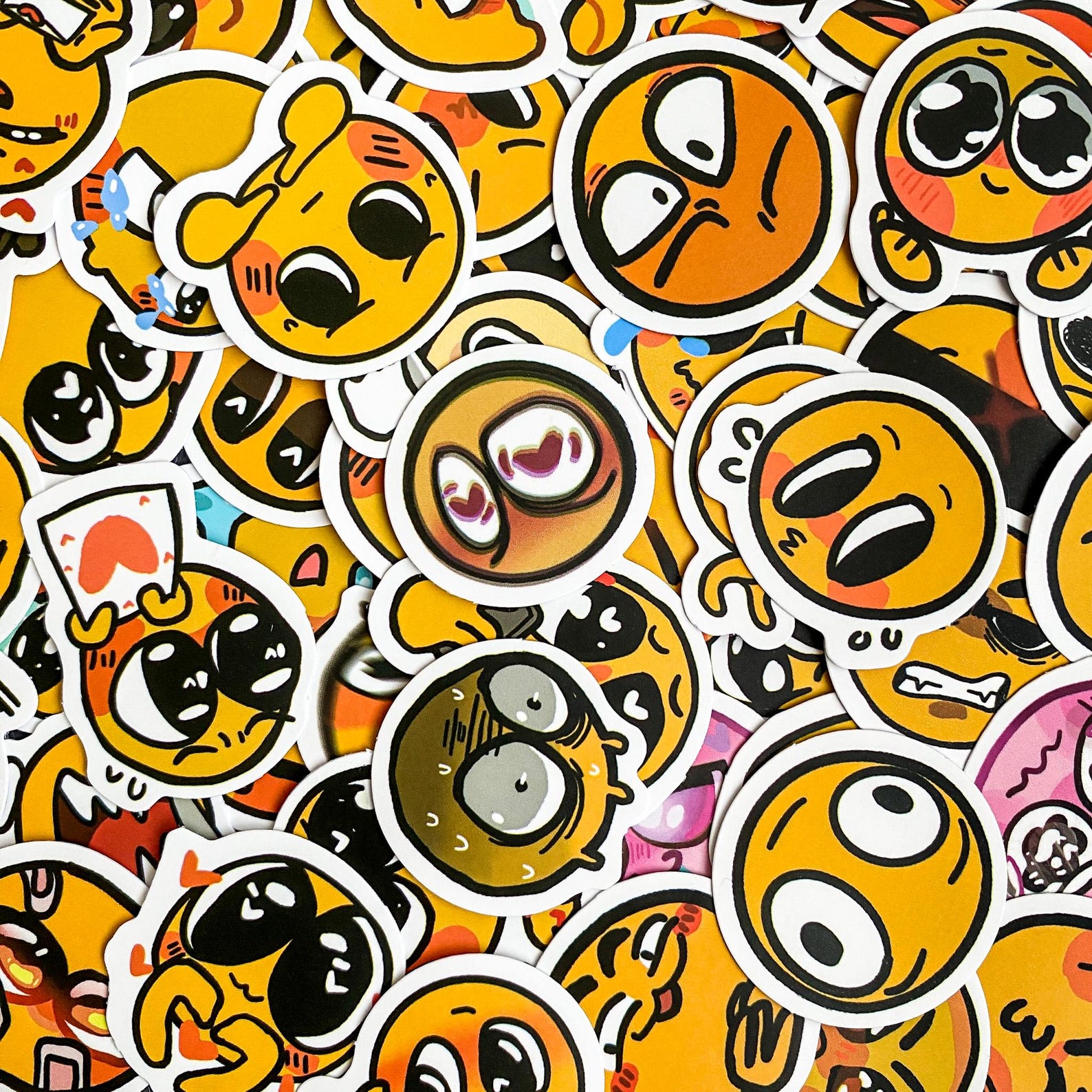 50pcs Emoji Face Stickers, Funny Yellow Expressions, Waterproof Laptop ...