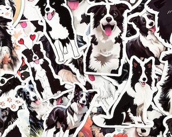 50pcs Border Collie Stickers, Cute Dog Stickers, Waterproof Animal Stickers, Kawaii Pet Stickers, Laptop and Water Bottle Stickers
