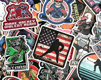 Set de 50 pegatinas de hockey, impermeables, para monopatín, maletas, scrapbooking, perfectas para aficionados y jugadores de hockey sobre hielo.