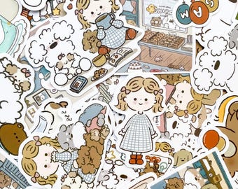 50pcs Kawaii Bear and Dog Stickers, Cute Animal Sticker Pack, Waterproof Pet Stickers for Journals, Scrapbooks, Kids, Laptops