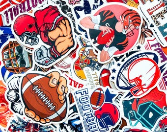 50PCS American Football Stickers Pack, Cool Touchdown Sport Stickers, Game Graffiti Stickers for Motorcycle Helmet, Laptop, Water Bottle
