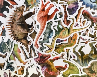 50 pegatinas de dinosaurios para niños, pegatinas divertidas, troqueladas e impermeables, paquete para amantes de los dinosaurios, ideales para botellas de agua y álbumes de recortes.