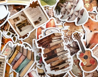 50pcs Aesthetic Stickers, Retro Fairy Stickers, Boho Stickers, Nature Stickers, Artistic Stickers Pack for Laptop & Water Bottle