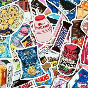 Paquete de 100 pegatinas divertidas de comida y bebida, pegatinas impermeables para aperitivos, pegatinas para portátiles, botellas de agua, patinetas, paquete de pegatinas para aperitivos