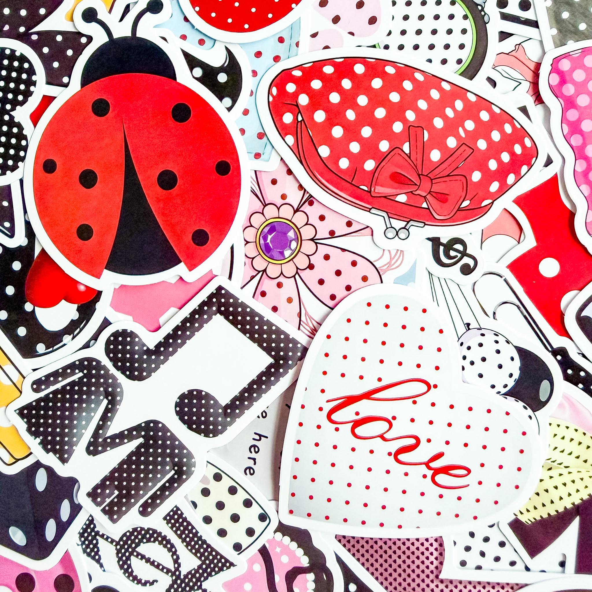 50PCS Polka Dot Stickers Pack, INS Aesthetic Object Stickers, Modern ...
