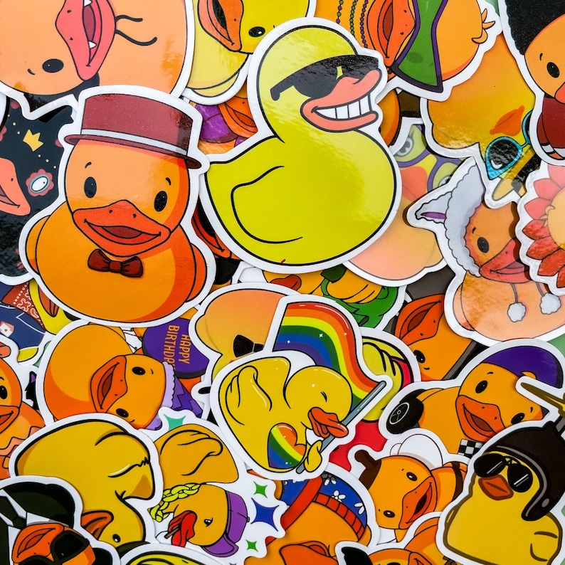 50pcs Waterproof Rubber Duck Sticker Pack, Funny Cute Duck Stickers for ...