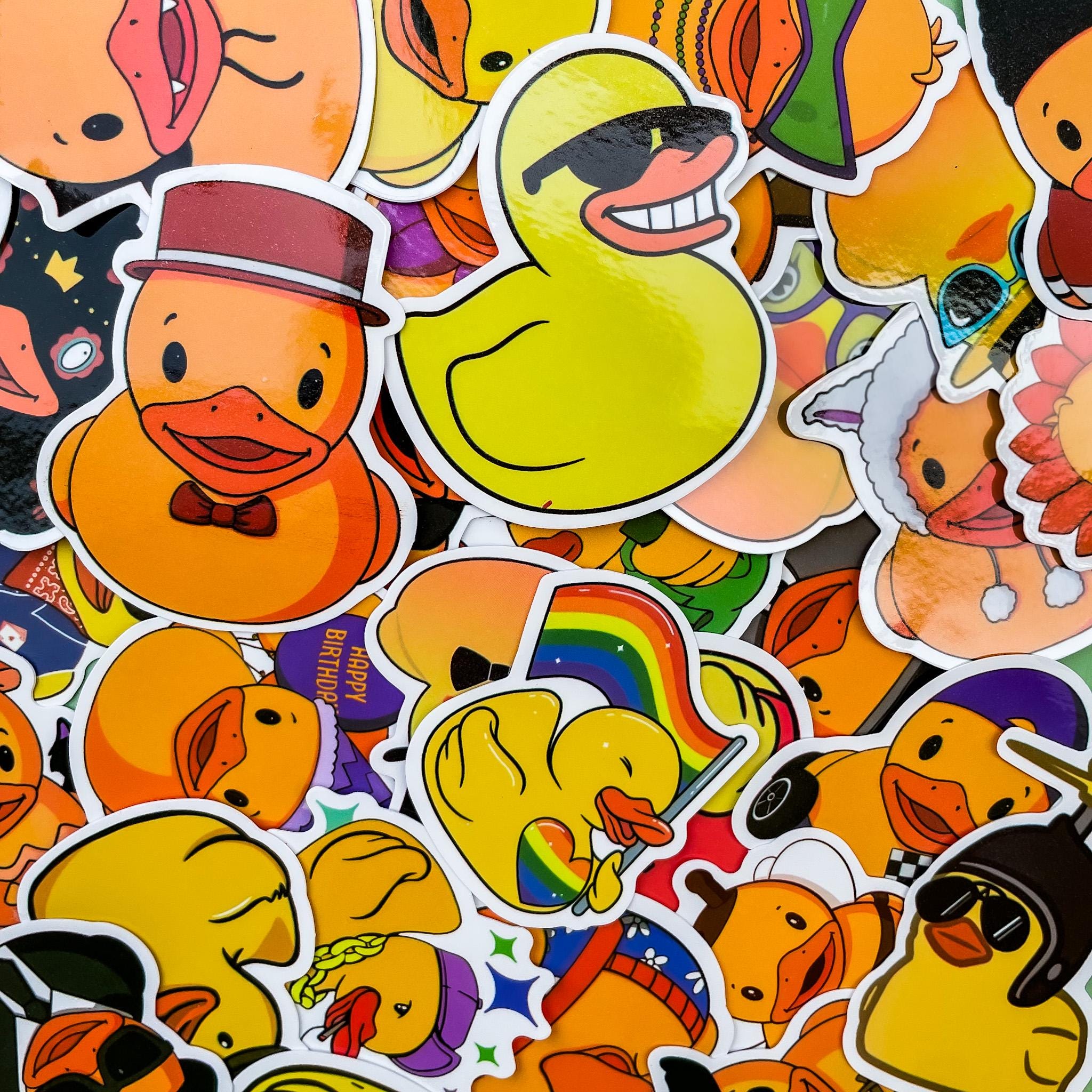 50pcs Waterproof Rubber Duck Sticker Pack, Funny Cute Duck Stickers for ...