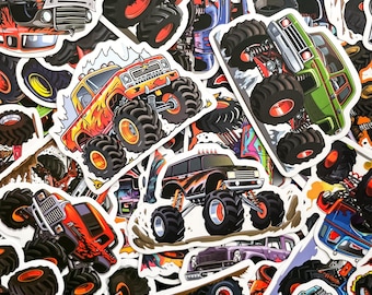 50pcs Bold Monster Truck Stickers, Racing Car Stickers, Big Wheel Stickers, Dynamic Off Road Vehicle Stickers, Spirited Sticker for Car Fan