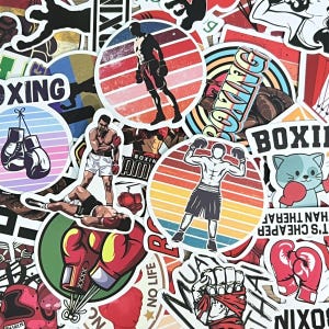 100 pegatinas de boxeo, juego de pegatinas de boxeo para botellas, portátiles, libros, pegatinas deportivas para equipos de clase o actividades deportivas, pegatinas para él