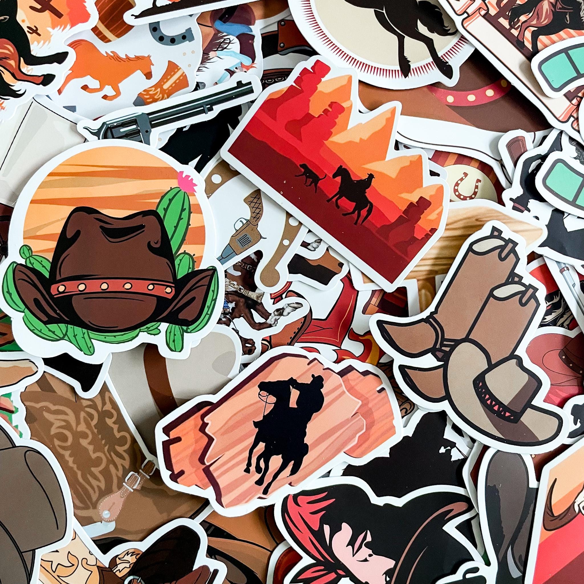 50pcs Western Stickers, Cowboy Vinyl Decals, Horseback Riding Stickers ...
