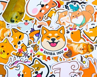 100 Random Shiba Inu Vinyl Stickers Pack - Cute Dog Stickers for Water Bottles, Laptops, and Journals, Adorable Shiba Inu Sticker Pack