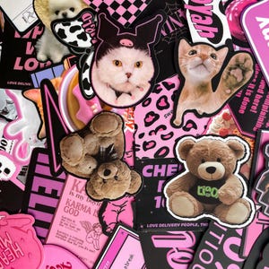 100pcs Y2K Pink Aesthetic Stickers Pack, Cute Girly Stickers, Vintage Coquette Decals, Y2K Nostalgia for Journaling & Scrapbooking
