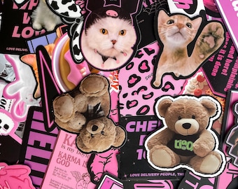 50pcs Y2K Pink Aesthetic Stickers Pack, Cute Girly Stickers, Vintage Coquette Decals, Y2K Nostalgia for Journaling & Scrapbooking