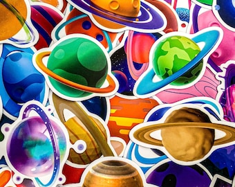 50pcs Space Stickers, Outer Space Waterproof Planet Stickers, Astronaut Stickers, Galaxy Sticker Pack, Celestial Stickers