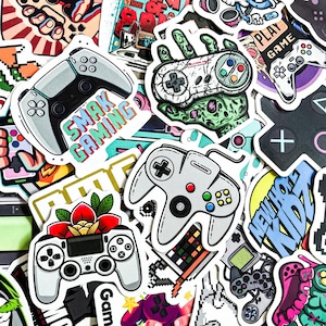 Paquete de 100 pegatinas geniales para consola de juegos, lindas calcomanías para juegos, pegatinas de jugador, pegatinas impermeables para computadora portátil, pegatinas para joystick