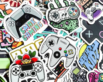 Paquete de 50 pegatinas geniales para consolas de videojuegos, adorables calcomanías para juegos, pegatinas para gamers, pegatinas impermeables para laptop, pegatinas para joystick
