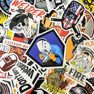 100 stuks industriële lasstickers, helmstickers, waterdichte stickers metaalbewerker, grappige stickers voor veiligheidshelm en gereedschapskist
