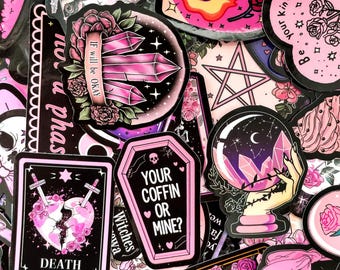 50pcs Aesthetic Gothic Stickers, Waterproof Gothic Decals, Dark Witchy Stickers, Pastel Goth  Sticker Pack, Scrapbook Stickers for Girl