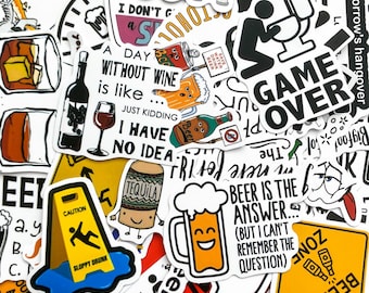 50 pegatinas de cerveza, pegatinas divertidas para bebidas, pegatinas para bares, pegatinas para botellas de agua, pegatinas para fiestas, paquete de pegatinas de alcohol para divertirse