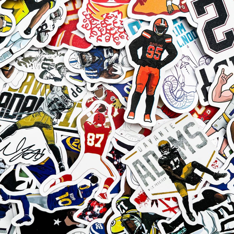 Nfl Hat Sticker 50pcs Sports Stickers, Vinyl Stickers for Helmets, Funny Football ...