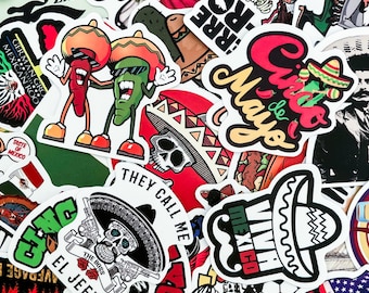 50 pegatinas para fiestas, pegatinas mexicanas, pegatinas impermeables, pegatinas para diario, pegatinas boho, pegatinas coloridas con temática de tacos