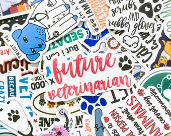 50pcs Animal Care Vet Stickers Pack, Veterinary Medicine Stickers, Pet Rescue & Care Stickers, Waterproof Stickers for Suitcases, Party