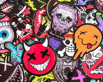 50pcs Aesthetic Horror Stickers, Skull and Gothic Theme Decals, Waterproof Stickers for Laptop, Hydroflask, Skateboard
