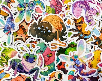 100 pegatinas de insectos, pegatinas de insectos vibrantes, pegatinas de insectos impermeables de colores, paquete de pegatinas de fantasía, pegatinas de naturaleza kawaii para niños